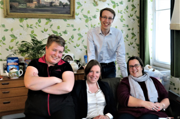 (L-R) Audrey Smyth (Live In Care Assistant), Tracey Crouch, MP, Mel Marriott (Care Manager), and Nathan Brown, Community Liaison Manager. 